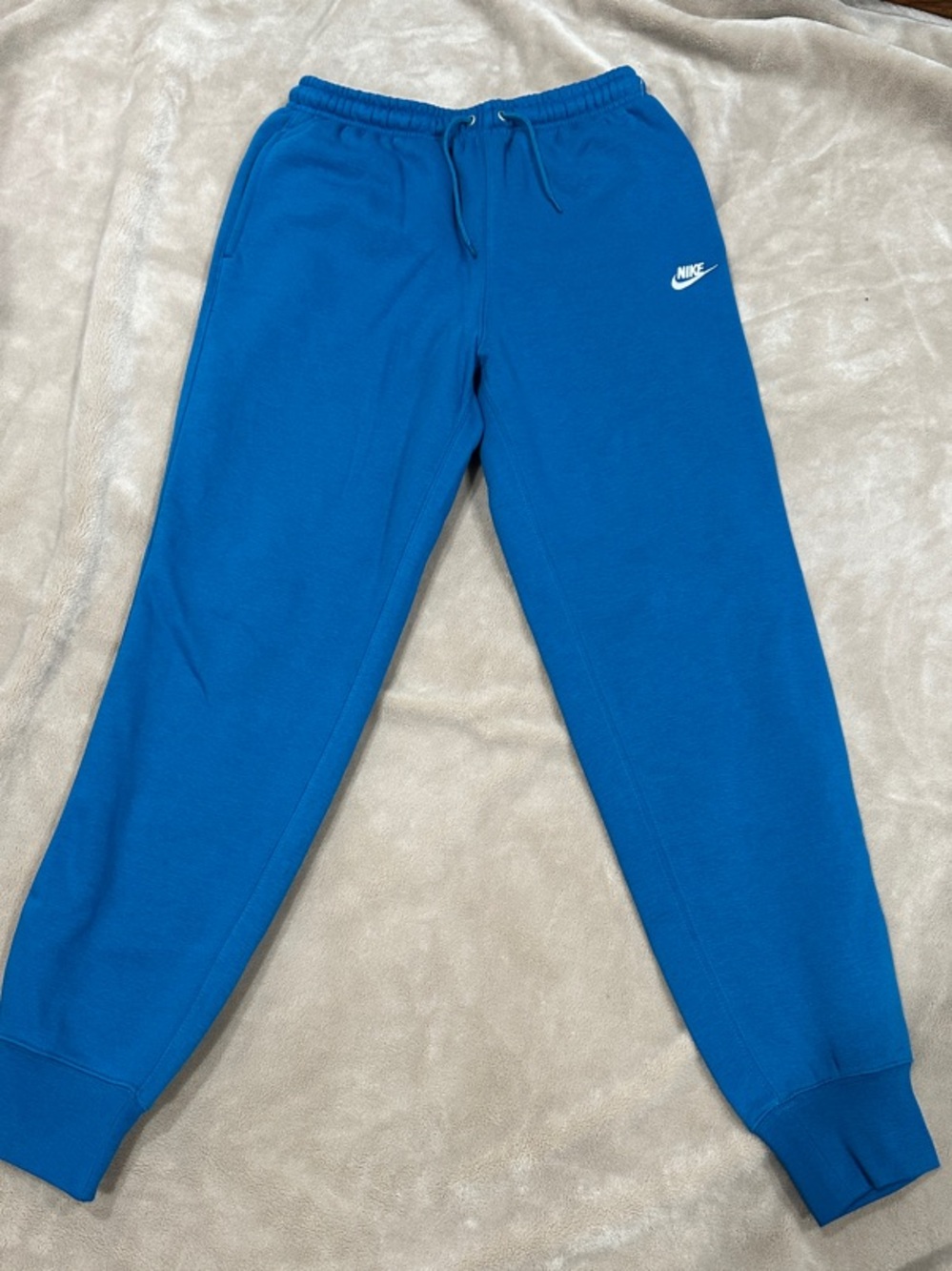 Nike Royal Blue Fleece Jogger Pants with White Swoosh